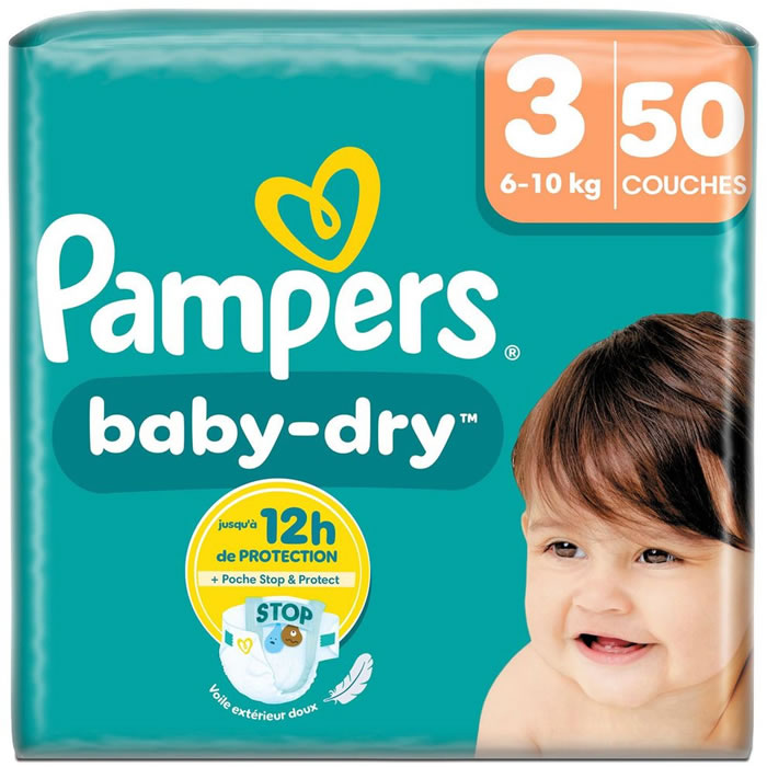 PAMPERS Baby-Dry – Couches taille 3 (6-10 kg) 50 couches