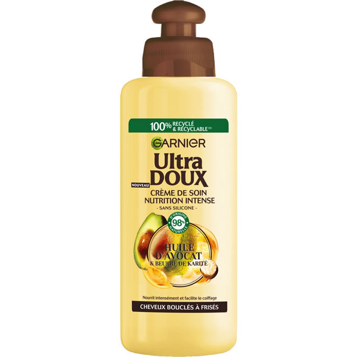 GARNIER Ultra Doux – Crème soin nutrition sans rinçage huile d’avocat et karité 200 ml