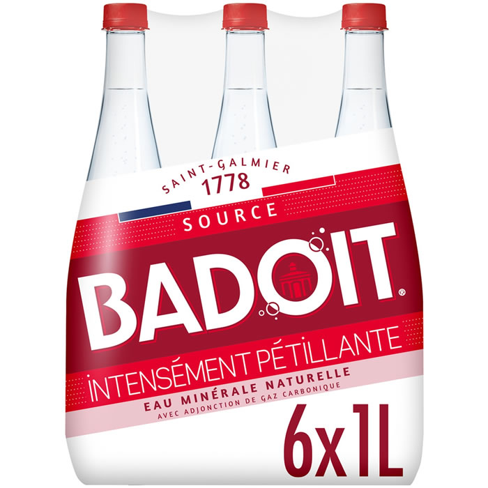 BADOIT – Eau minérale naturelle gazeuse Rouge 6 x 1 L