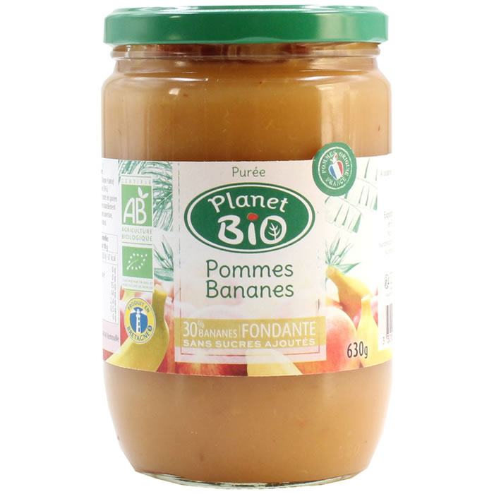 PLANET BIO – Dessert pomme et banane sans sucres ajoutés bio 630 g