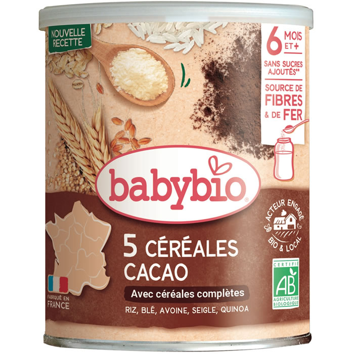 BABYBIO – Céréales en poudre cacao dès 8 mois bio 220 g