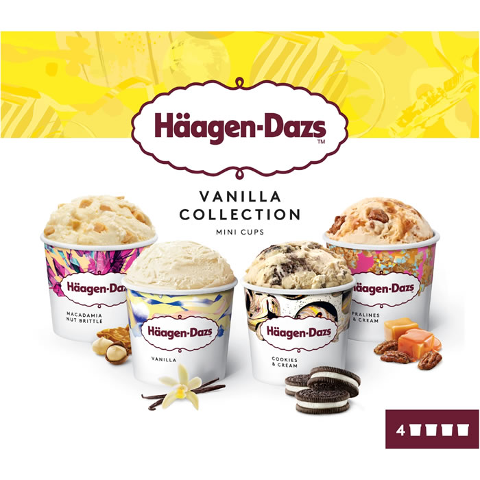 HÄAGEN-DAZS – Mini crème glacée à la vanille, caramel et chocolat (4 x 80,2g)
