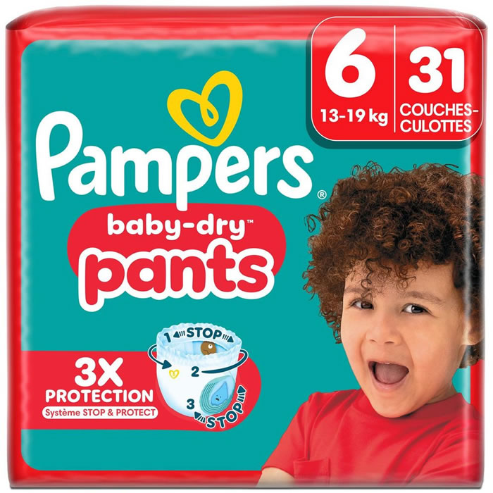 PAMPERS Baby-Dry Pants – Couches-culottes taille 6 (13-19 kg) 31 culottes
