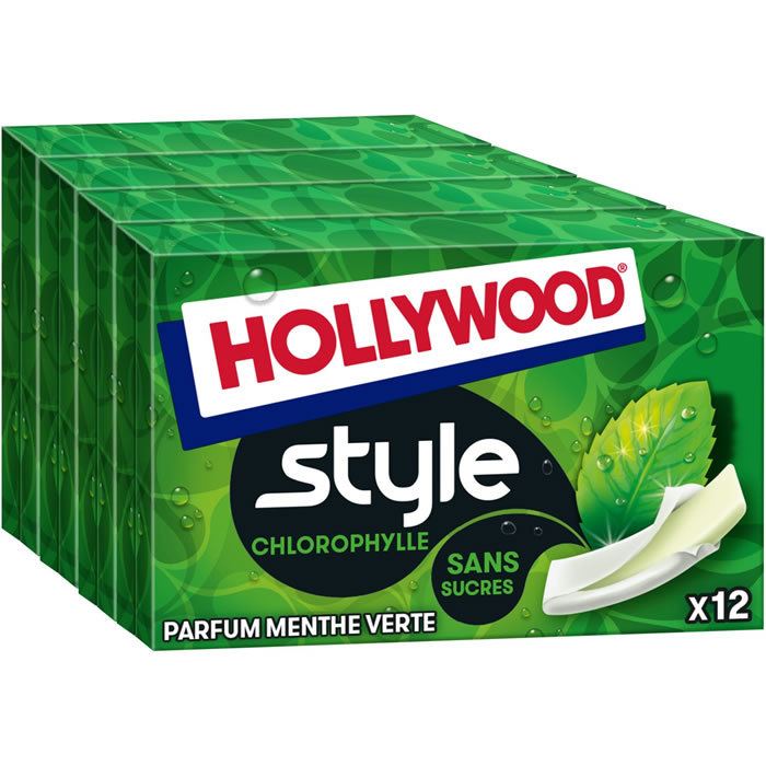 HOLLYWOOD Style Chewing-gum menthe verte et chlorophylle 4x23g