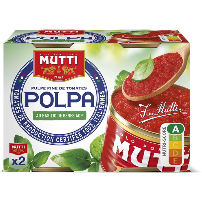 MUTTI – Pulpe de tomates basilic 2×400 g