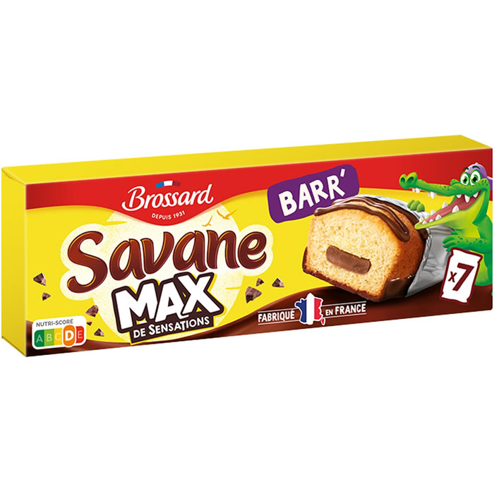 BROSSARD Savane Max – Gâteaux fourrés d’une barre au chocolat au lait 210g