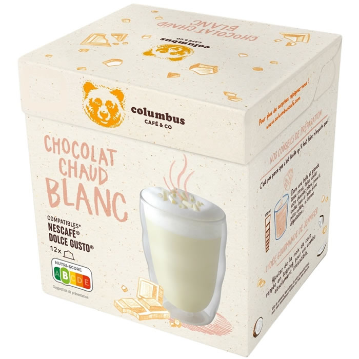 Columbus – Capsules chocolat blanc (12 capsules)