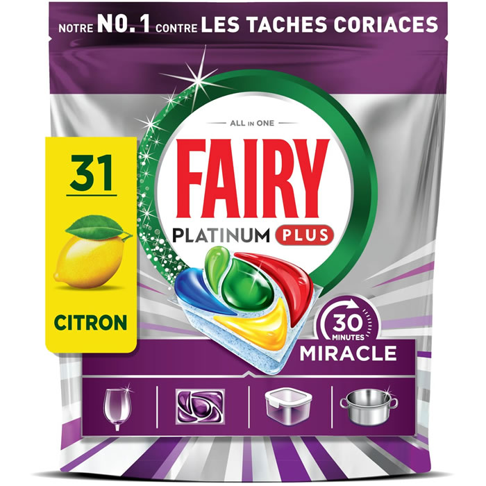 FAIRY Platinum Plus Tablettes lave-vaisselle citron 31 tablettes