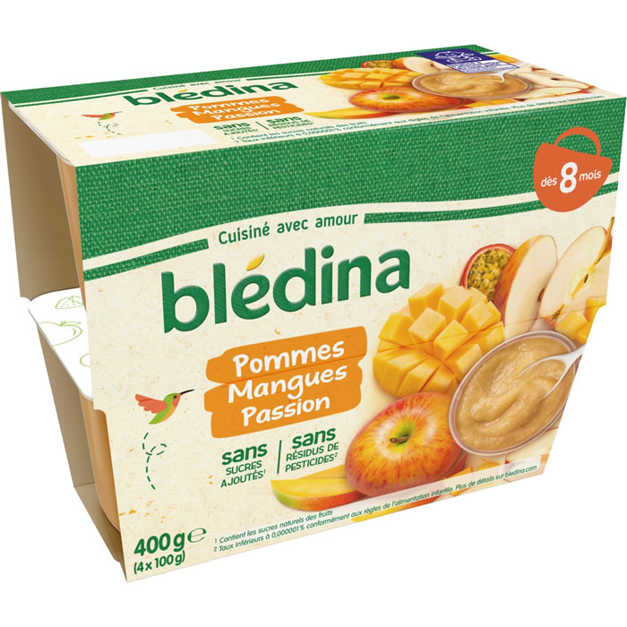 BLEDINA – Pommes, mangues et passion dès 8 mois 4x100g