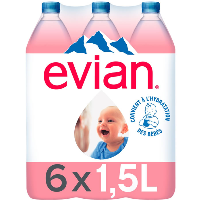 EVIAN – Eau minérale naturelle 6 x 1,5 L