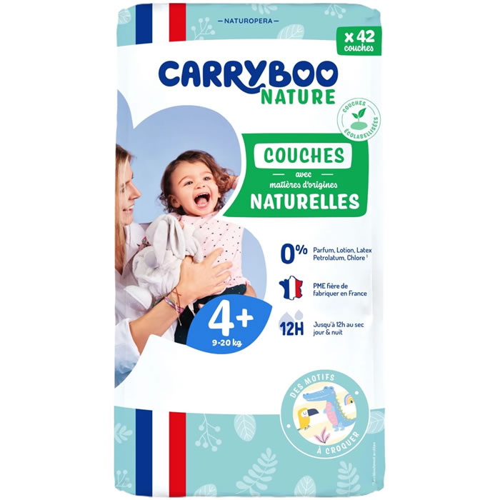 CARRYBOO NATURE – Couches taille 4+ (9-20 kg) 42 couches