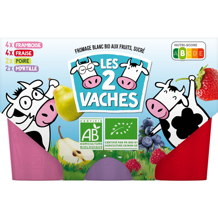 LES 2 VACHES – Petits suisses bio aux fruits 12 x 50 g