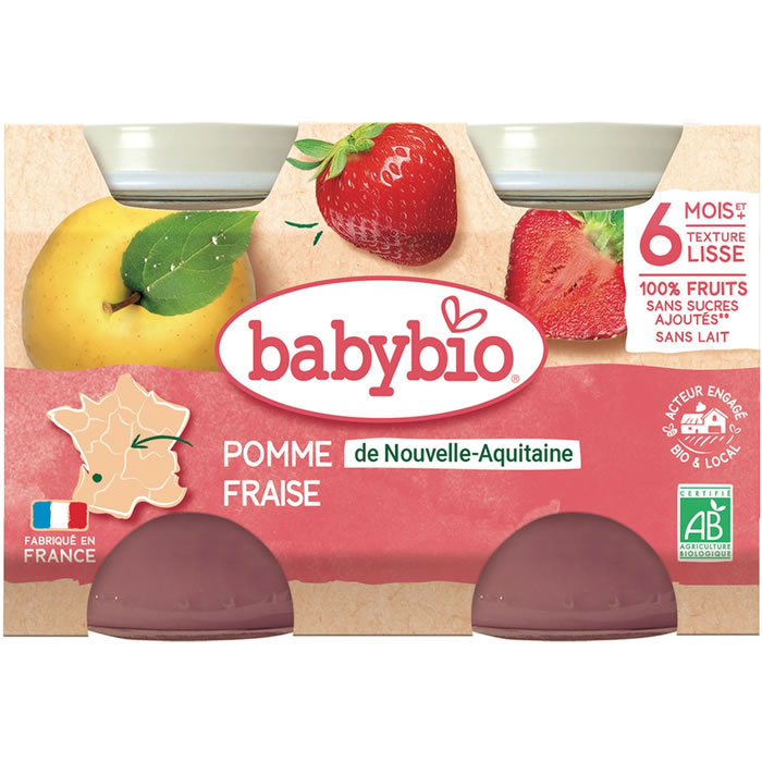 BABYBIO – Pomme et fraise 2 x 130 g