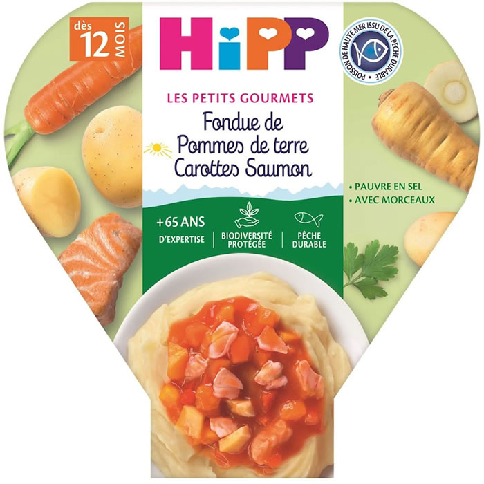 HIPP – Fondue de pommes de terre, légumes et saumon 230 g