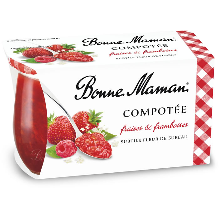 BONNE MAMAN – Compotée de fraises et framboises et fleur de sureau 2 x 130g