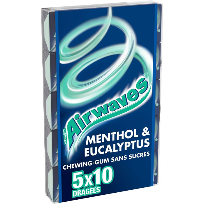 AIRWAVES Chewing-gum menthol et eucalyptus 5x14g