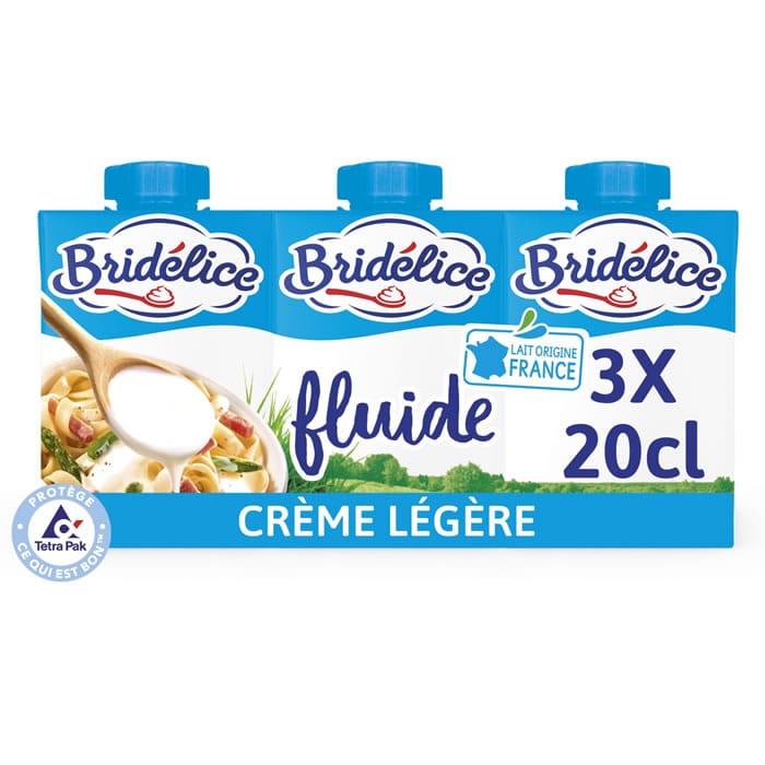 BRIDELICE – Crème fluide légère 12% M.G UHT – 3 x 20cl