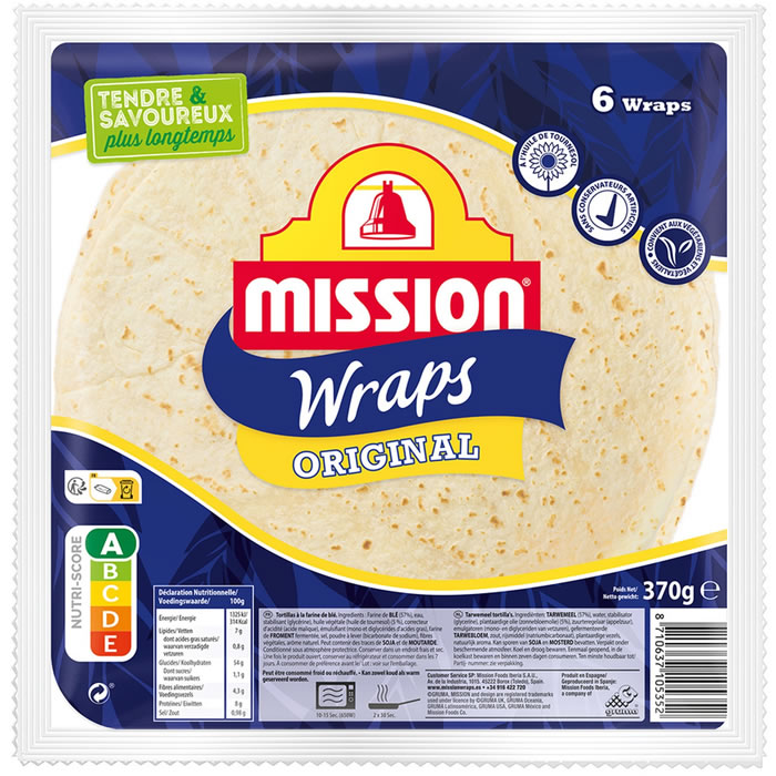 MISSION – Wraps de blé nature 370 g