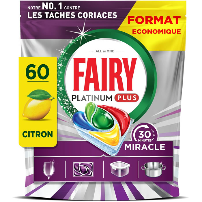 FAIRY Platinum Plus Tablettes lave-vaisselle citron 60 tablettes