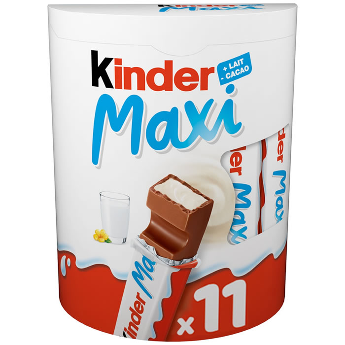 KINDER Maxi Barres chocolatées au lait fourrées au lait 11x21g