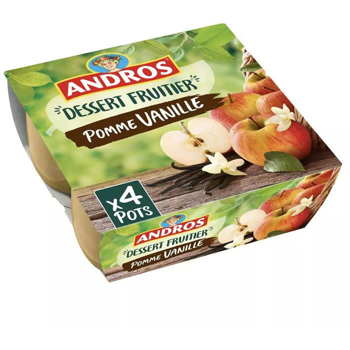 ANDROS – Dessert pomme vanille 4 x 100g