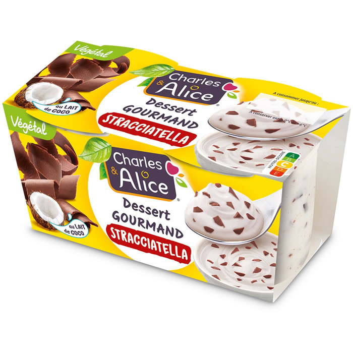 Charles & Alice – Dessert végétal au lait de coco et stracciatella 2x110g