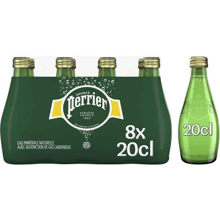 PERRIER – Eau minérale naturelle gazeuse 8 x 20 cl