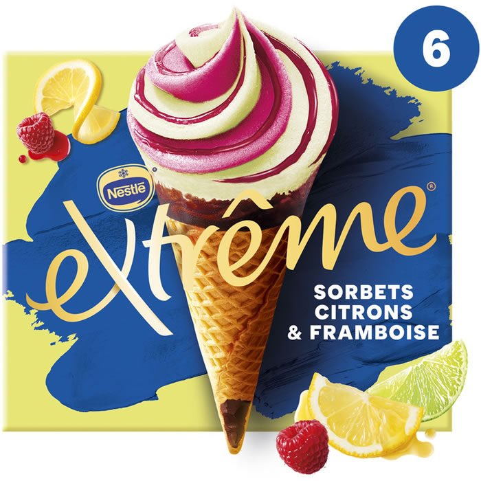 EXTRÊME – Cônes glacés au citron et framboise façon sorbet 6x71g
