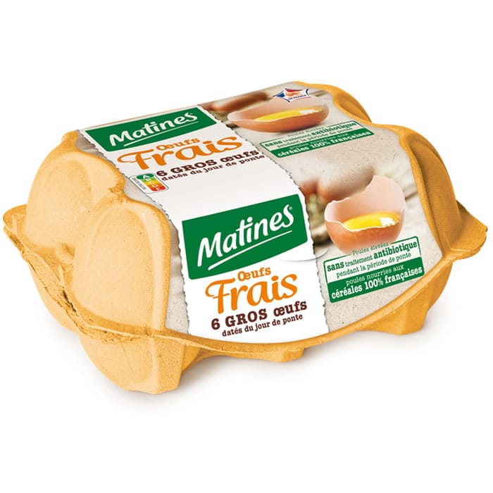 MATINES – 6 Oeufs gros de poules datés du jour de ponte