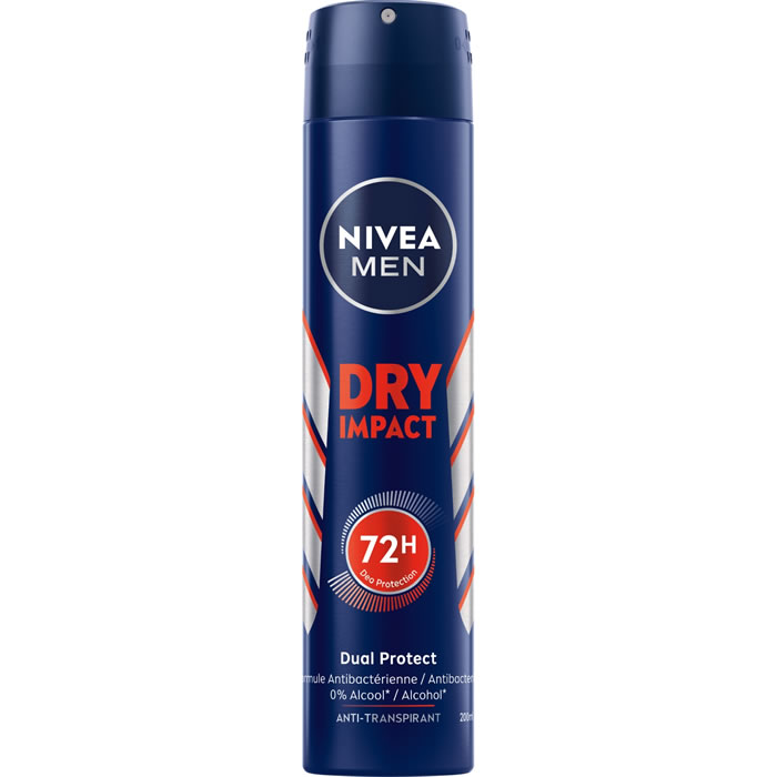 NIVEA Men Dry Impact – Déodorant spray homme anti-transpirant 72h 200 ml