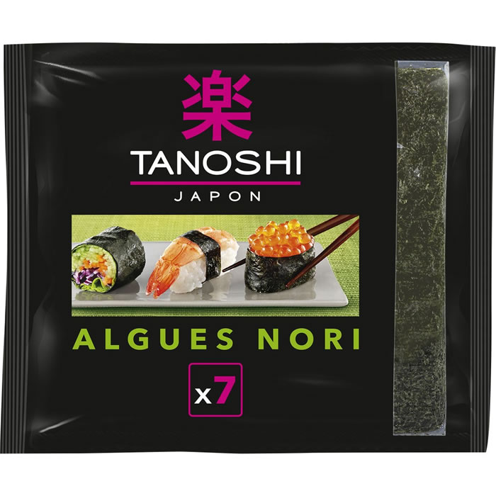 TANOSHI Japon – Feuilles d’algues nori grillées 17.5 g (7 feuilles)
