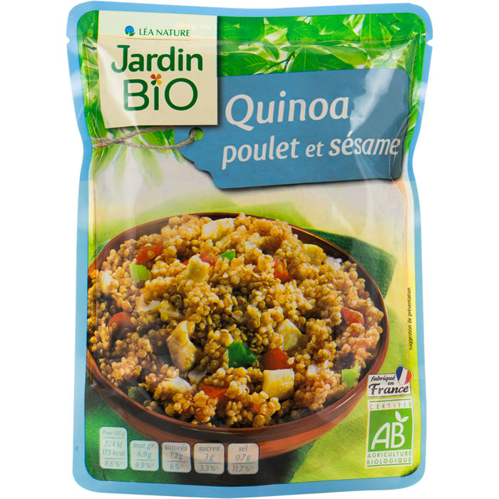 JARDIN BIO – Quinoa aux poulets et sésames micro-ondes bio 250g