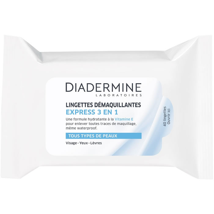 DIADERMINE – Lingettes démaquillantes waterproof yeux et visage 40 lingettes