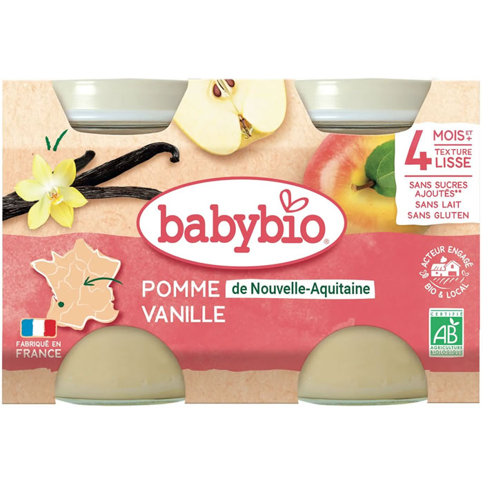 BABYBIO – Pomme et vanille 2 x 130 g