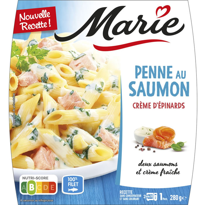 MARIE – Penne au saumon à la crème d’épinard 280g