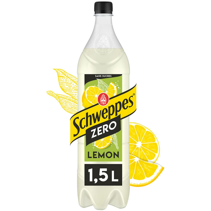 SCHWEPPES Lemon Zéro – Boisson gazeuse au citron et citron vert sans sucres 1,5 L