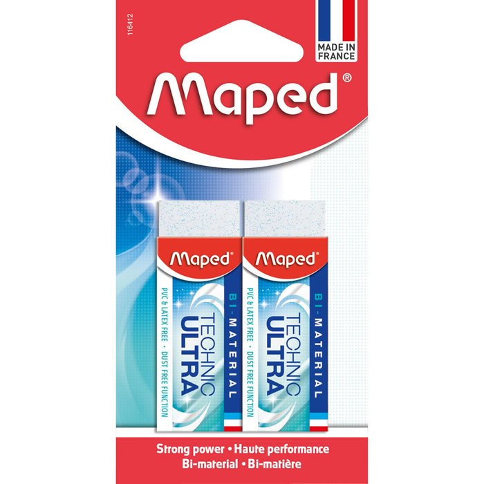 MAPED Technic Ultra – Gommes blanches (2 gommes)