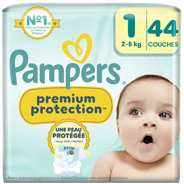 PAMPERS Premium Protection – Couches taille 1 (2-5 kg) 44 couches