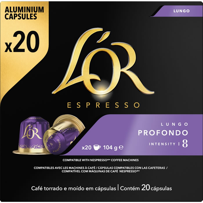 L’OR Espresso – Capsules de café allongé profondo N°8 Petit Format (20 capsules)