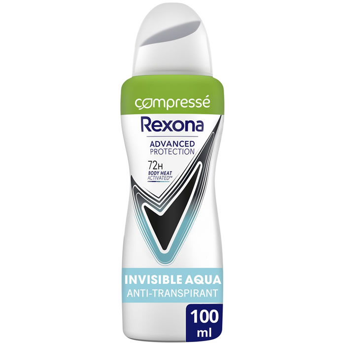 REXONA Invisible Aqua – Déodorant compressé spray anti-transpirant 72h 100 ml