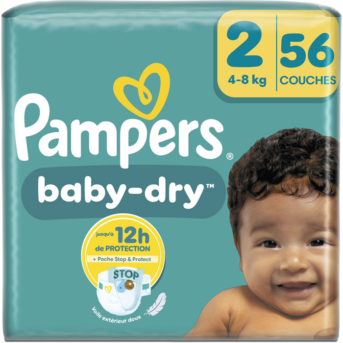 PAMPERS – Baby-Dry Taille 2 (4-8 kg) 56 couches