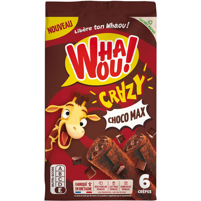 WHAOU Crazy – Crêpes au chocolat fourrées au chocolat et aux pépites 180g