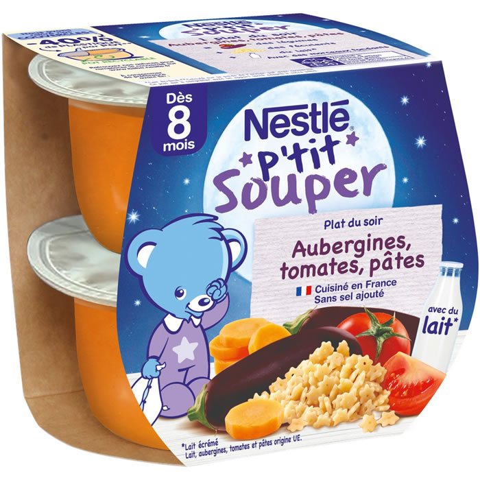 NESTLE P’tit Souper – Aubergine, tomate et pâtes 2×200 g