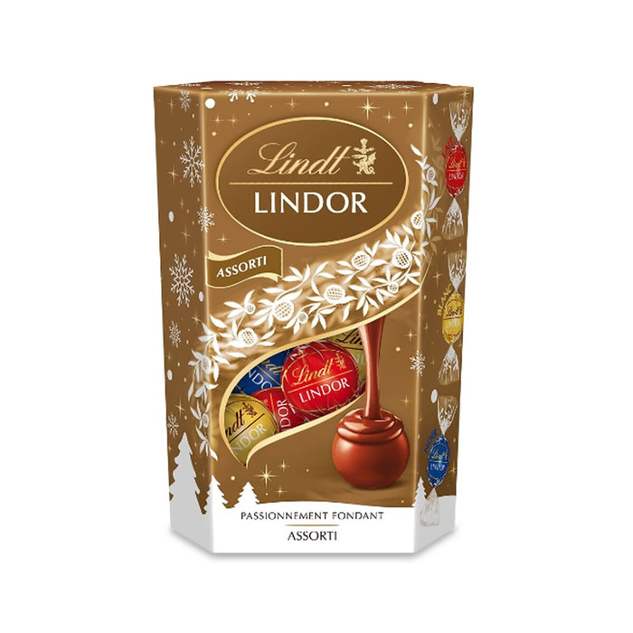 LINDT Lindor – Bouchées au chocolat au lait, noir et blanc 200g