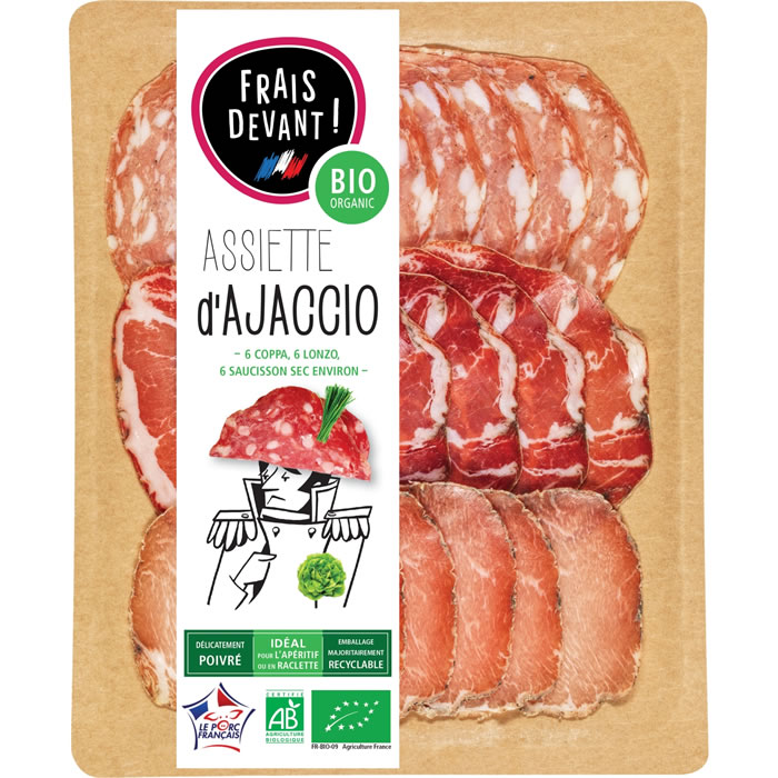 FRAIS DEVANT Assiette d’Ajaccio – Saucisson sec, Coppa, Lonzo en tranche bio 90g