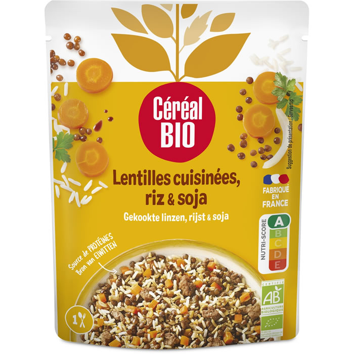CEREAL BIO – Lentilles, riz et soja micro-ondes bio