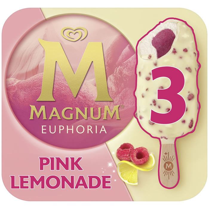 MAGNUM Euphoria – Bâtonnets glacés citron, framboise et bonbons pétillants 3x70g