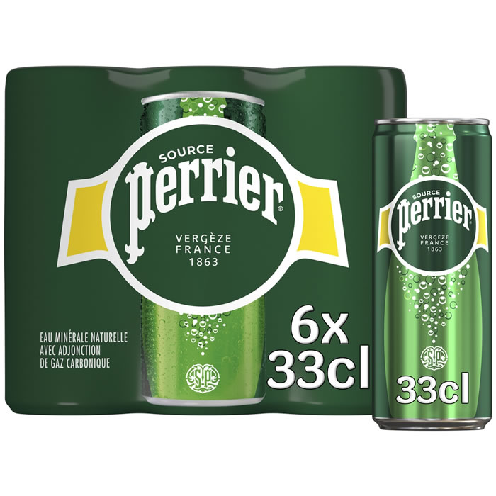 PERRIER – Eau minérale naturelle gazeuse 6 x 33 cl
