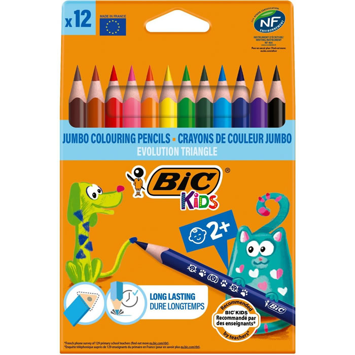 BIC Kids Evolution – Crayons de couleurs triangulaires x12