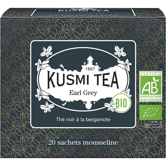 KUSMI TEA Earl Grey – Thé noir à la bergamote bio (20 sachets, 40g)